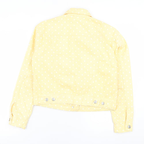 Topshop Womens Yellow Polka Dot  Jacket  Size 8  Button