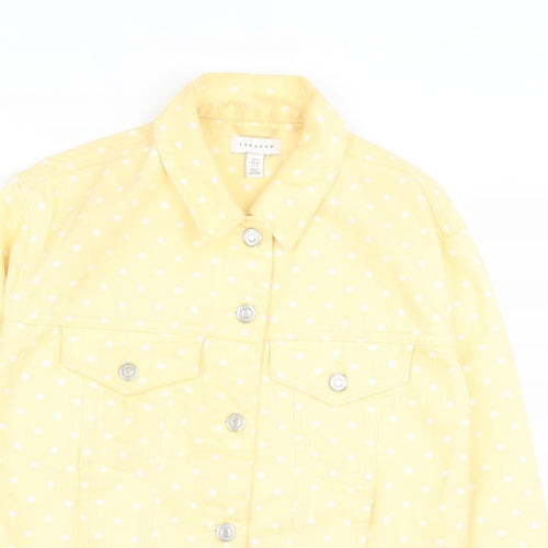 Topshop Womens Yellow Polka Dot  Jacket  Size 8  Button