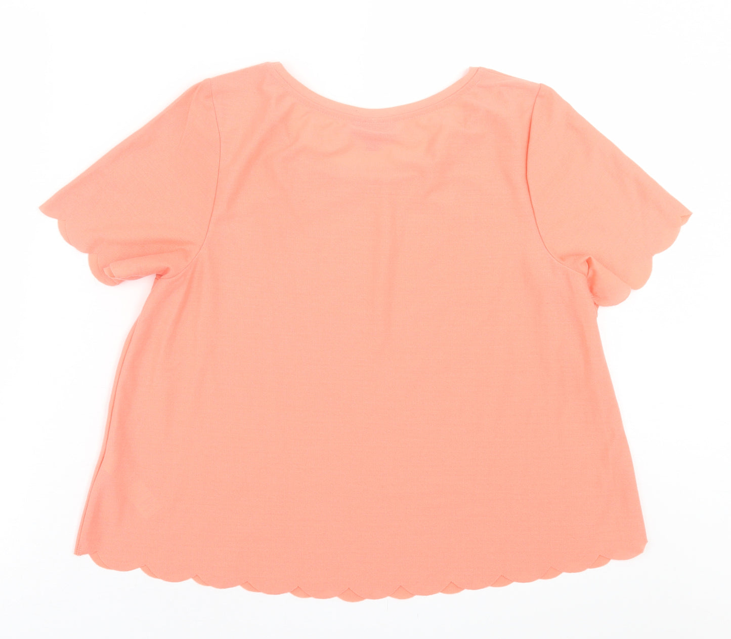 Topshop Womens Orange  Polyester Basic T-Shirt Size 10 Crew Neck