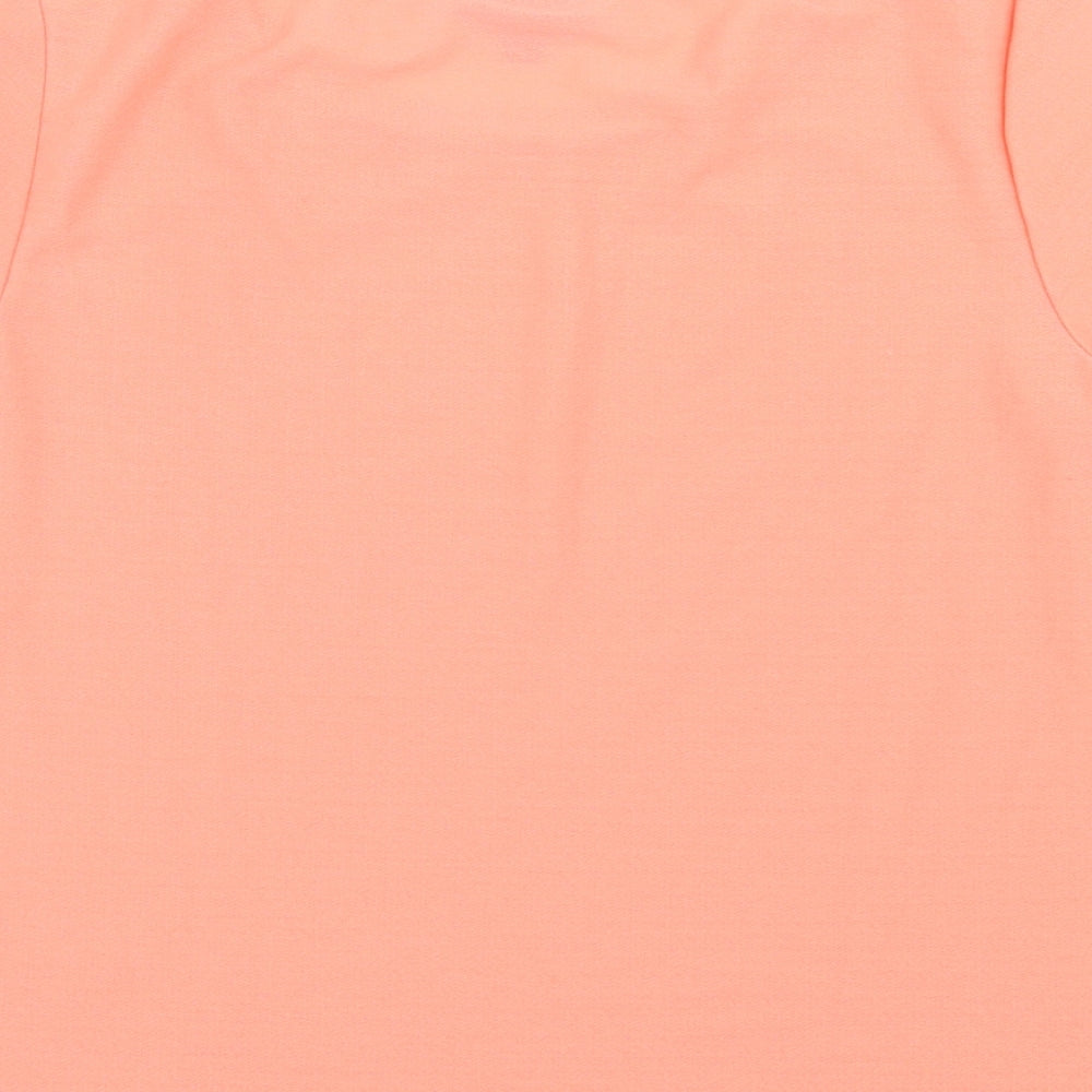 Topshop Womens Orange  Polyester Basic T-Shirt Size 10 Crew Neck