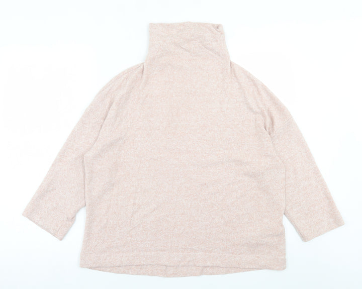 Stradivarius Womens Pink High Neck Viscose Pullover Jumper Size L