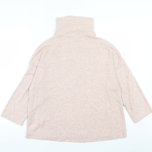 Stradivarius Womens Pink High Neck  Viscose Pullover Jumper Size L