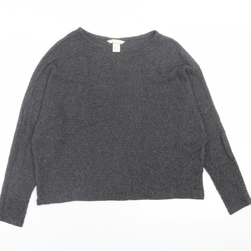 H&M Womens Grey Crew Neck  Viscose Pullover Jumper Size XS