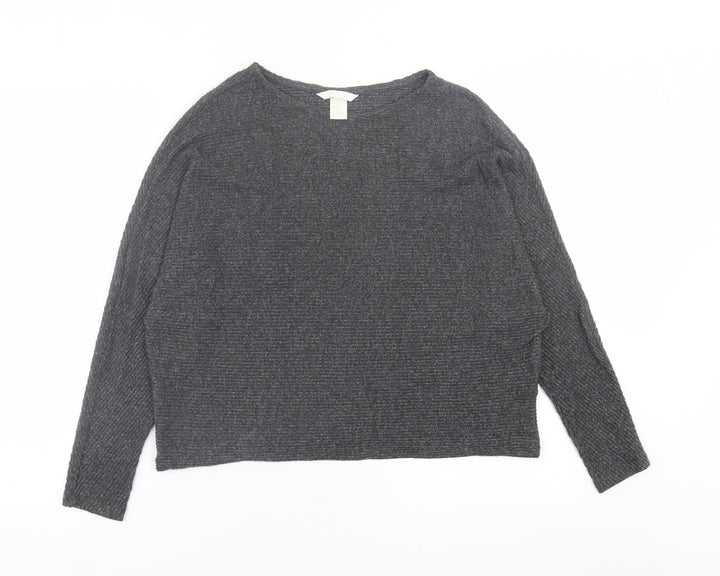 H&M Womens Grey Crew Neck  Viscose Pullover Jumper Size XS