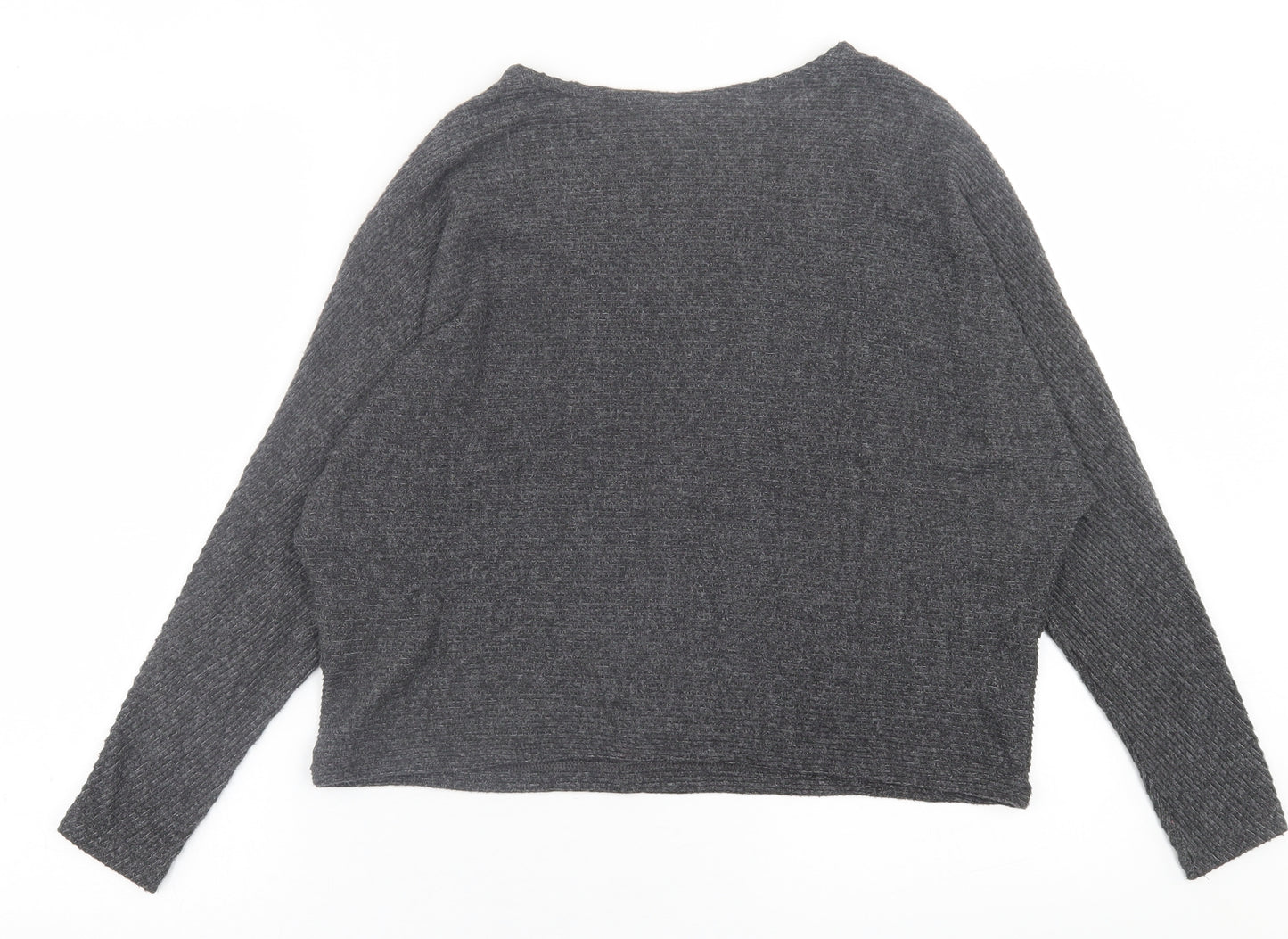 H&M Womens Grey Crew Neck  Viscose Pullover Jumper Size XS