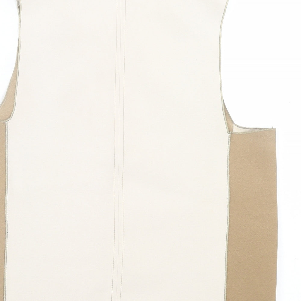 Zara Womens Brown Striped Polyester Basic Tank Size M Scoop Neck