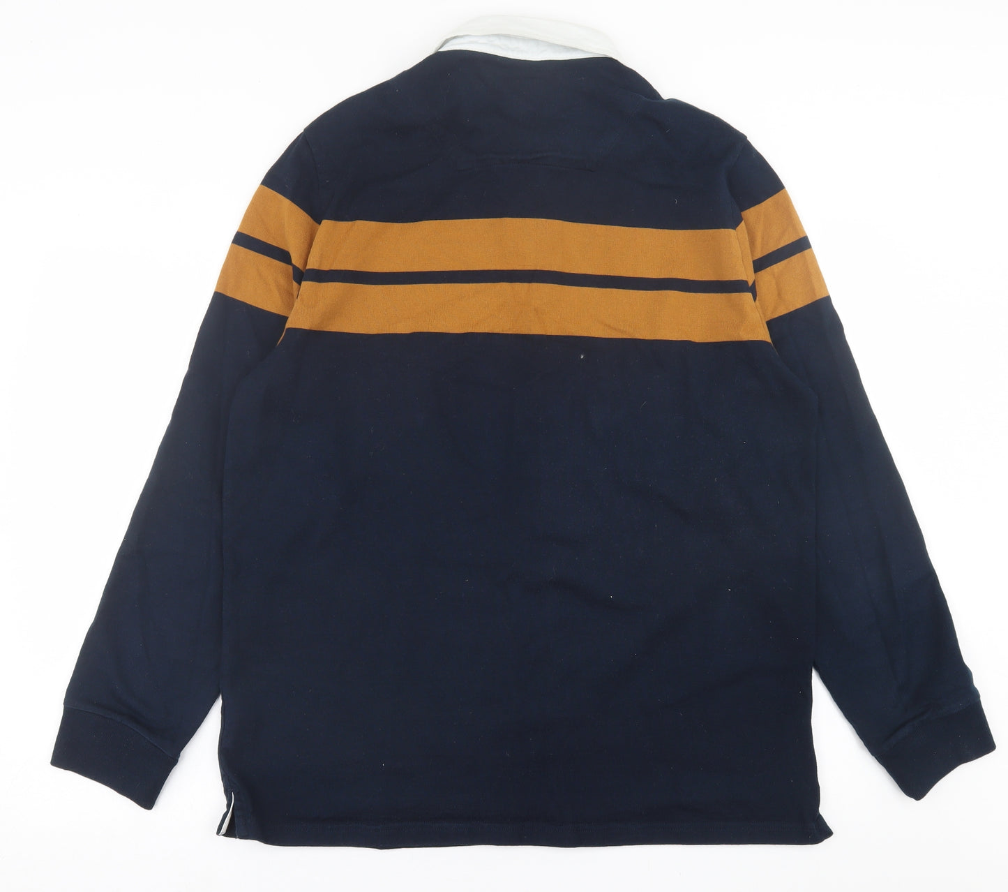 Marks and Spencer Mens Blue Striped Cotton  Polo Size XL Collared Button
