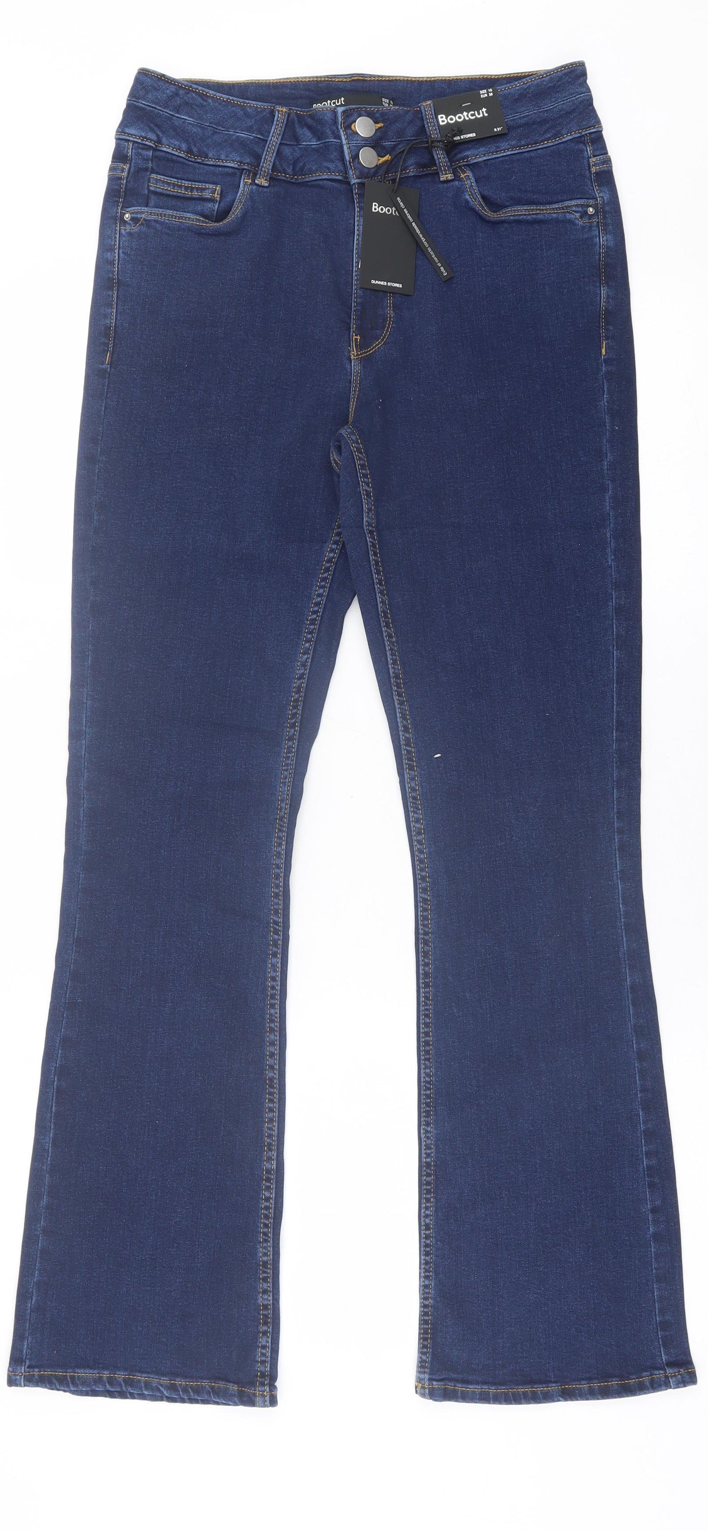 Dunnes Stores Womens Blue  Cotton Bootcut Jeans Size 10 L30 in Regular Button