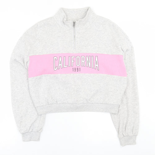 H&M Womens Grey  Cotton Pullover Sweatshirt Size S  Zip - California