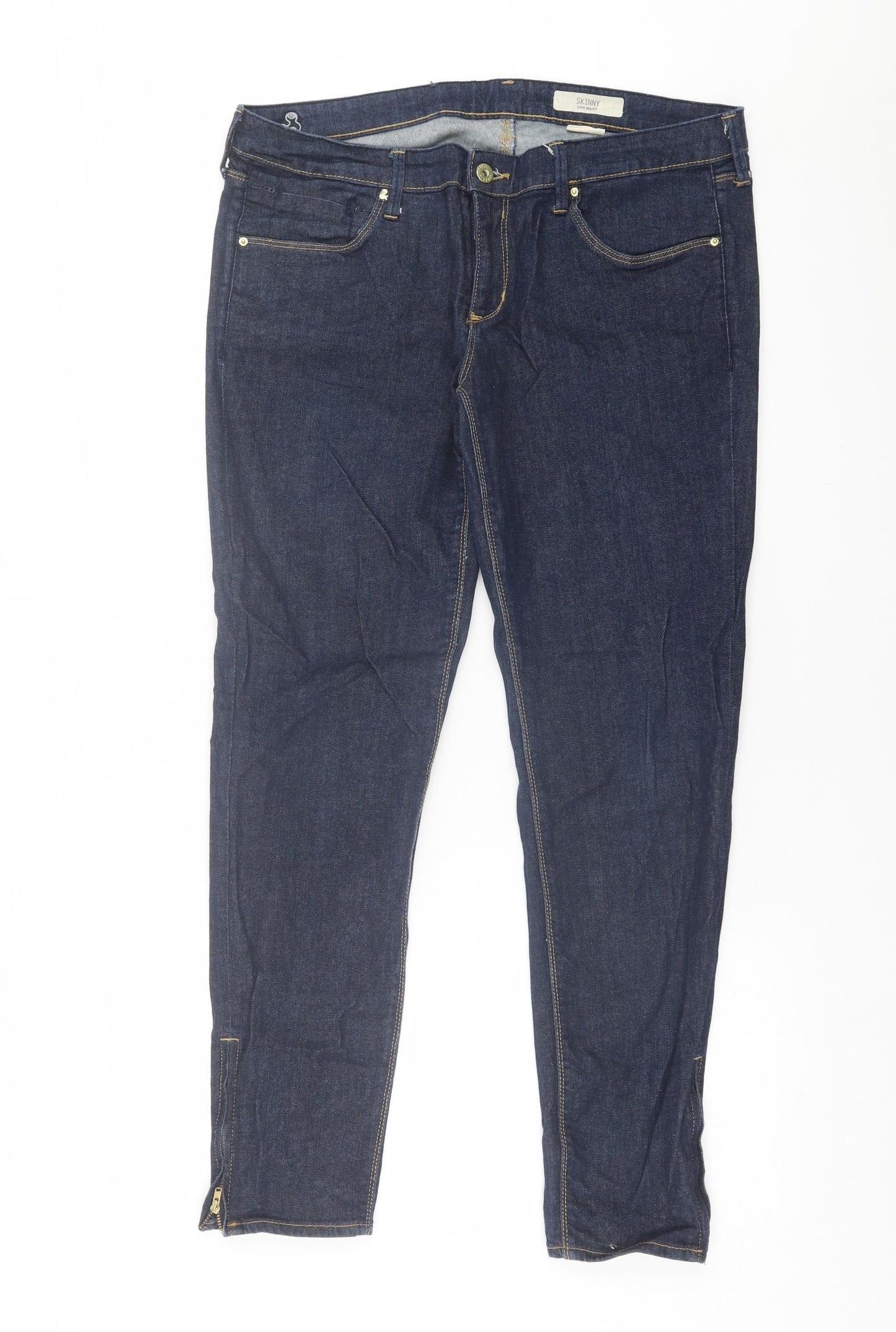 H&M Womens Blue  Cotton Skinny Jeans Size 32 in L29 in Regular Button