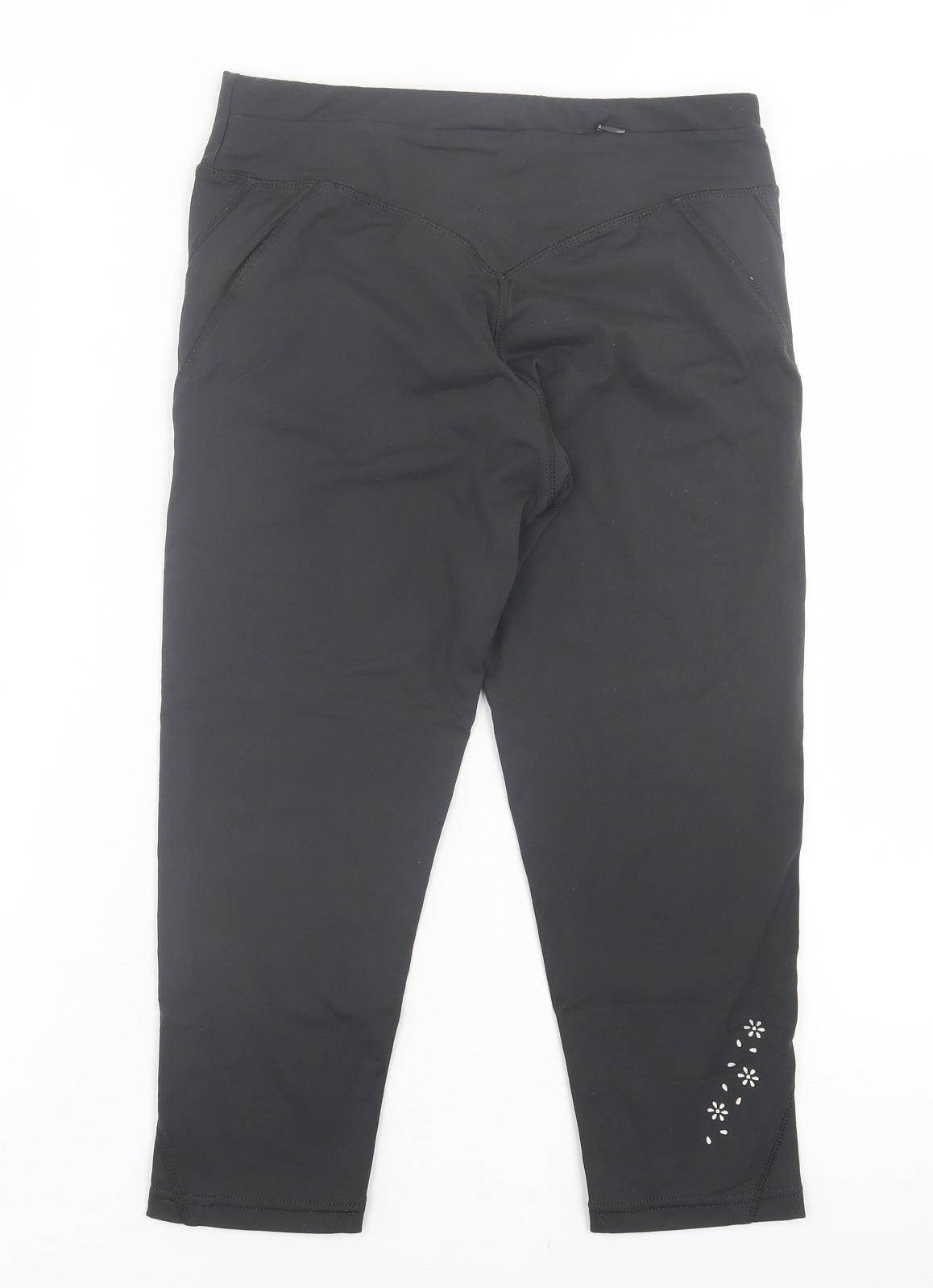 USA Pro Womens Black  Polyester Cropped Leggings Size 8 L18 in Regular Pullover