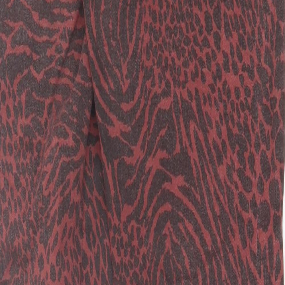 NEXT Womens Red Animal Print Cotton Skinny Jeans Size 12 L30 in Regular Button