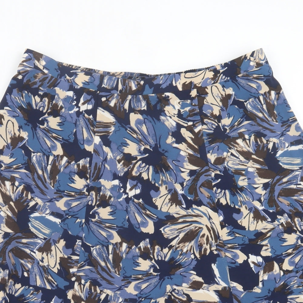 Honor Milburn# Womens Blue Geometric Polyester A-Line Skirt Size 18