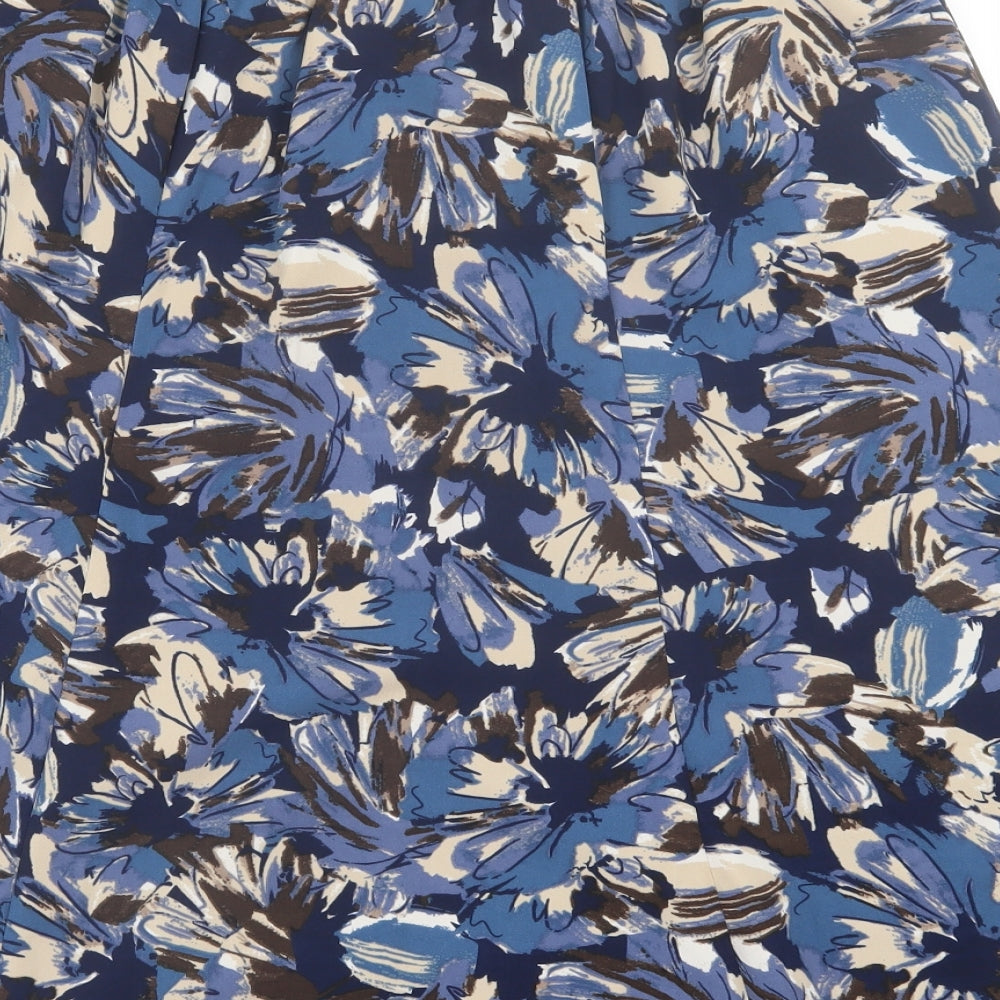 Honor Milburn# Womens Blue Geometric Polyester A-Line Skirt Size 18