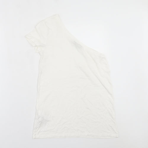 Bershka Womens White  Polyester Basic Blouse Size S One Shoulder