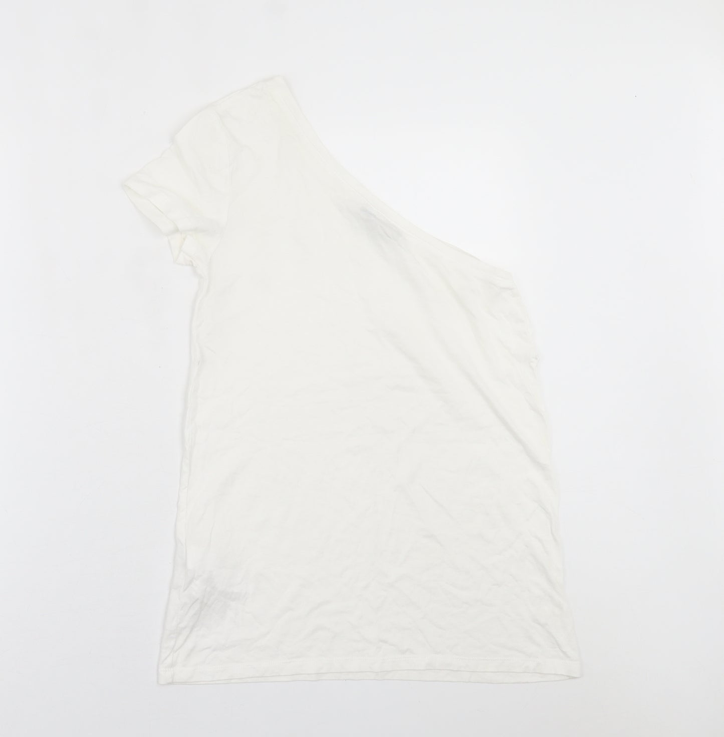 Bershka Womens White  Polyester Basic Blouse Size S One Shoulder