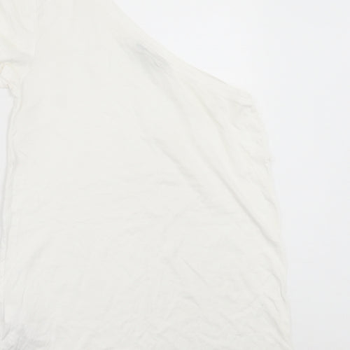Bershka Womens White  Polyester Basic Blouse Size S One Shoulder