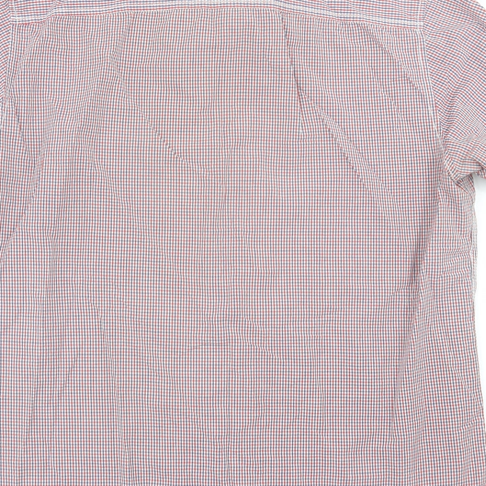 F&F Mens Red Plaid Polyester  Button-Up Size L Collared Button