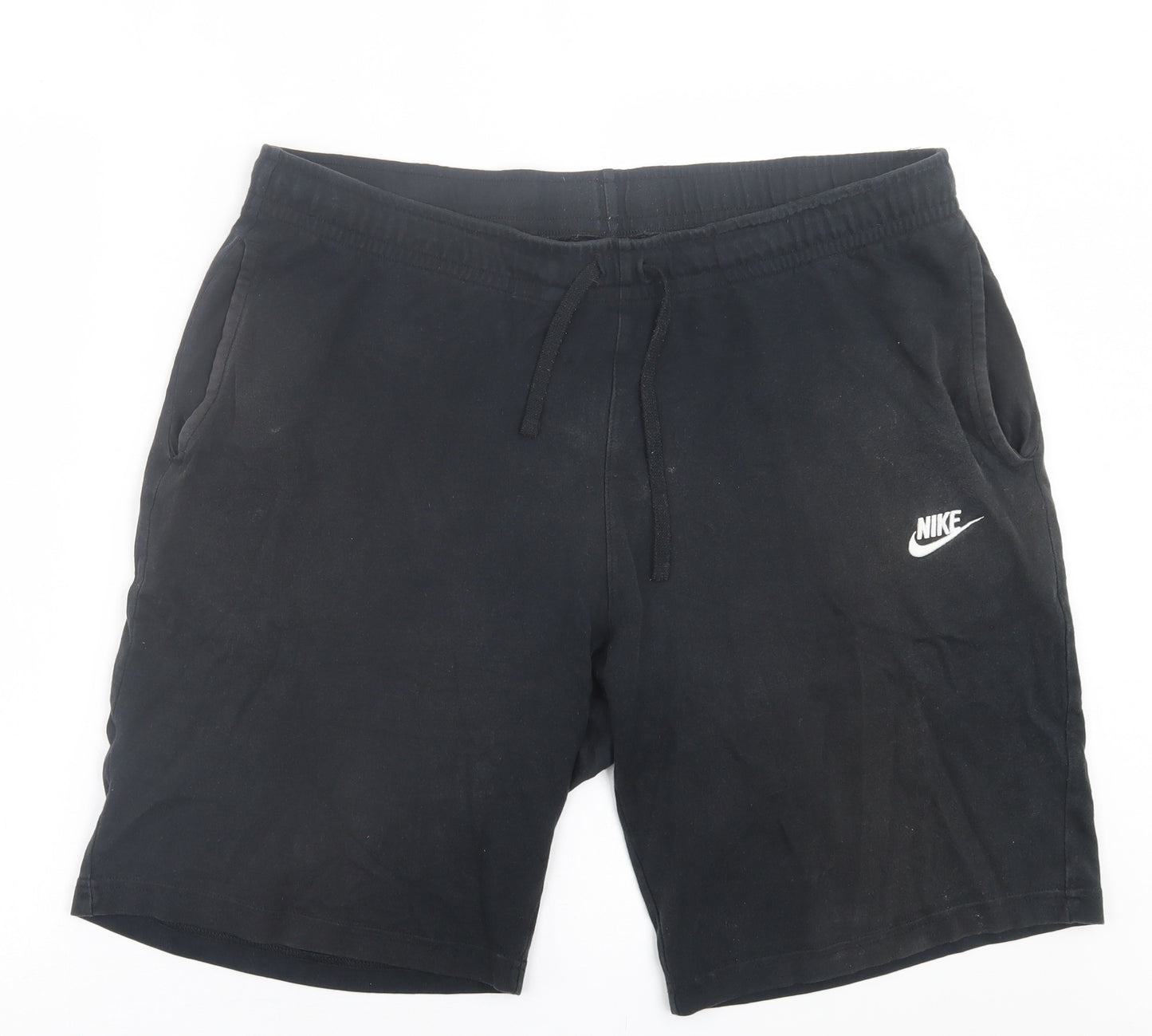 Nike Mens Black  Cotton Sweat Shorts Size XL L10 in Regular Tie