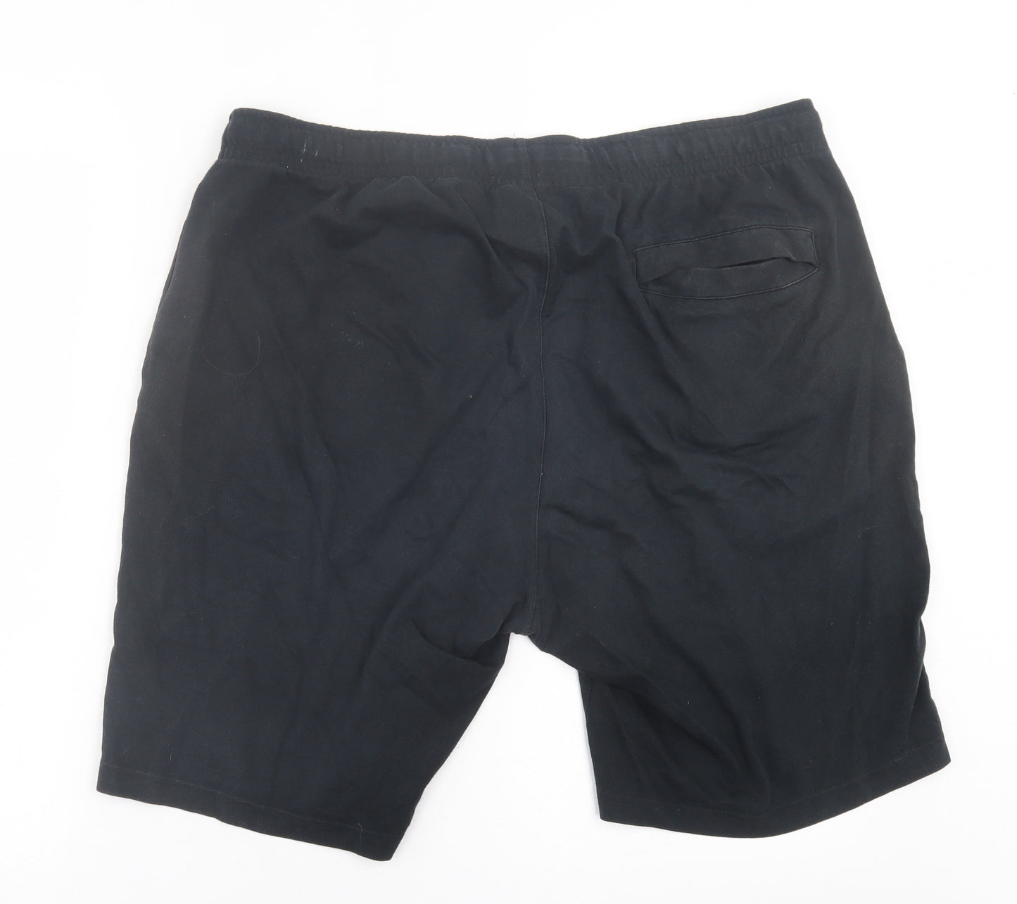Nike Mens Black  Cotton Sweat Shorts Size XL L10 in Regular Tie