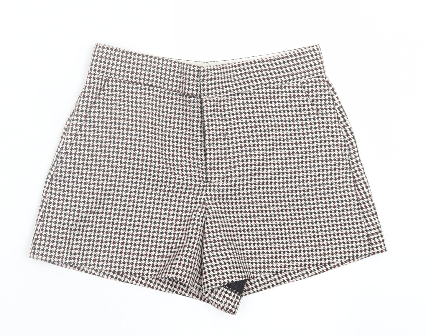 Zara Womens Red Plaid Polyester Boyfriend Shorts Size XS L3 in Regular Hook & Eye