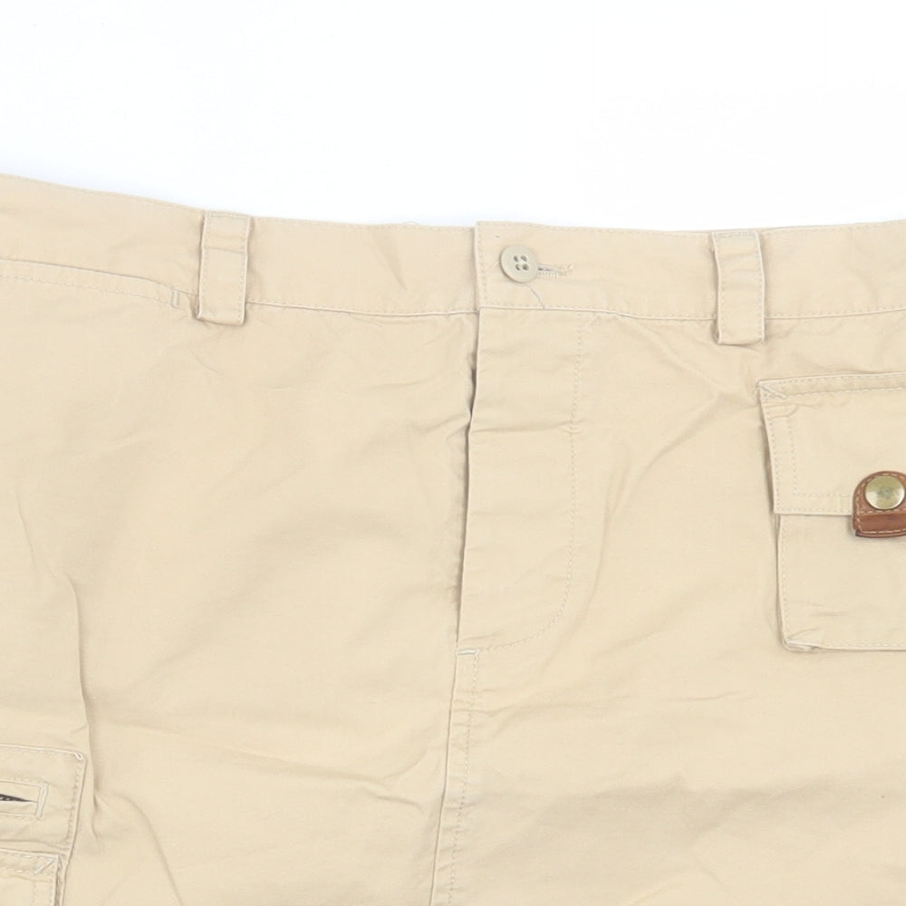 Preworn Womens Beige  Cotton Cargo Skirt Size 30 in   Button