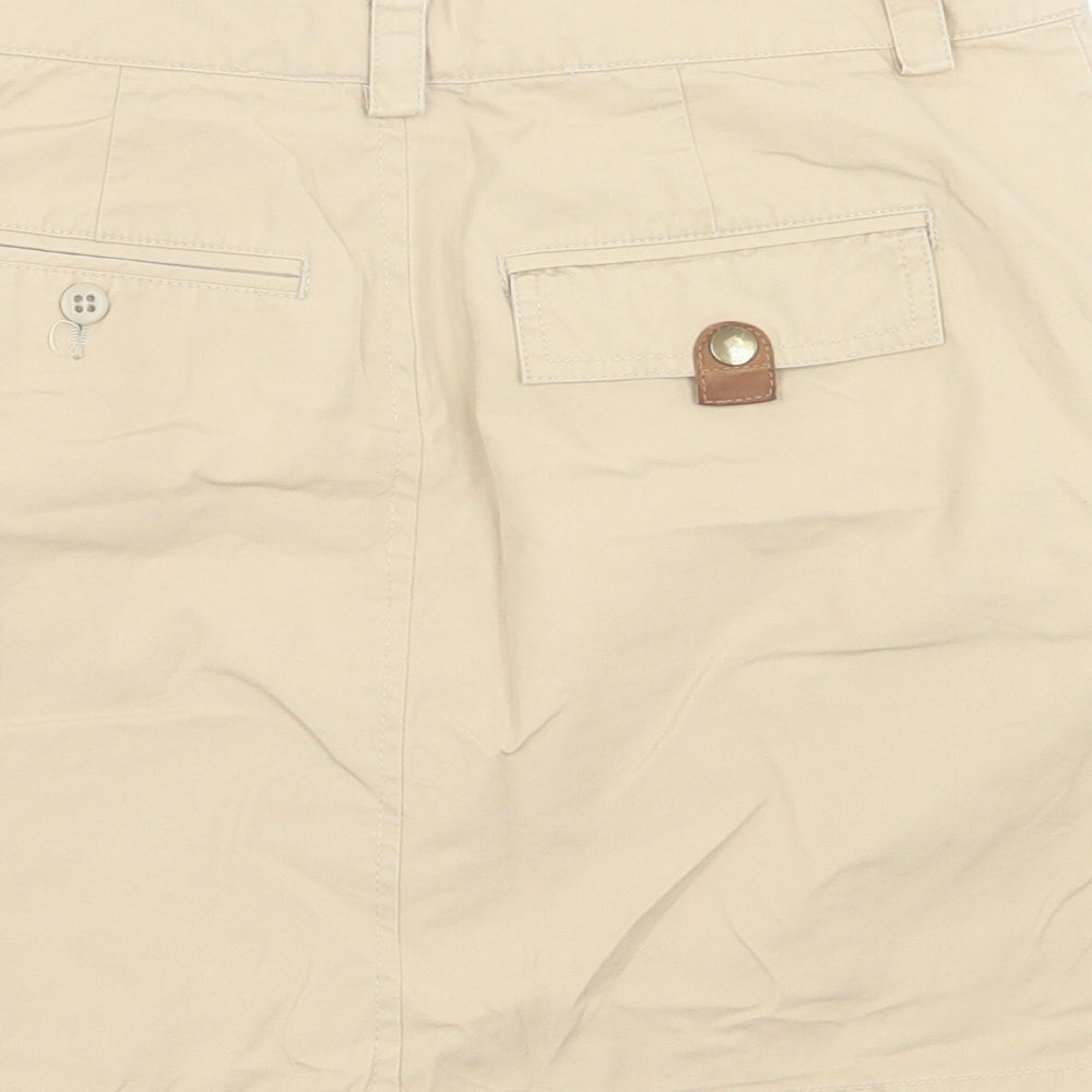 Preworn Womens Beige  Cotton Cargo Skirt Size 30 in   Button