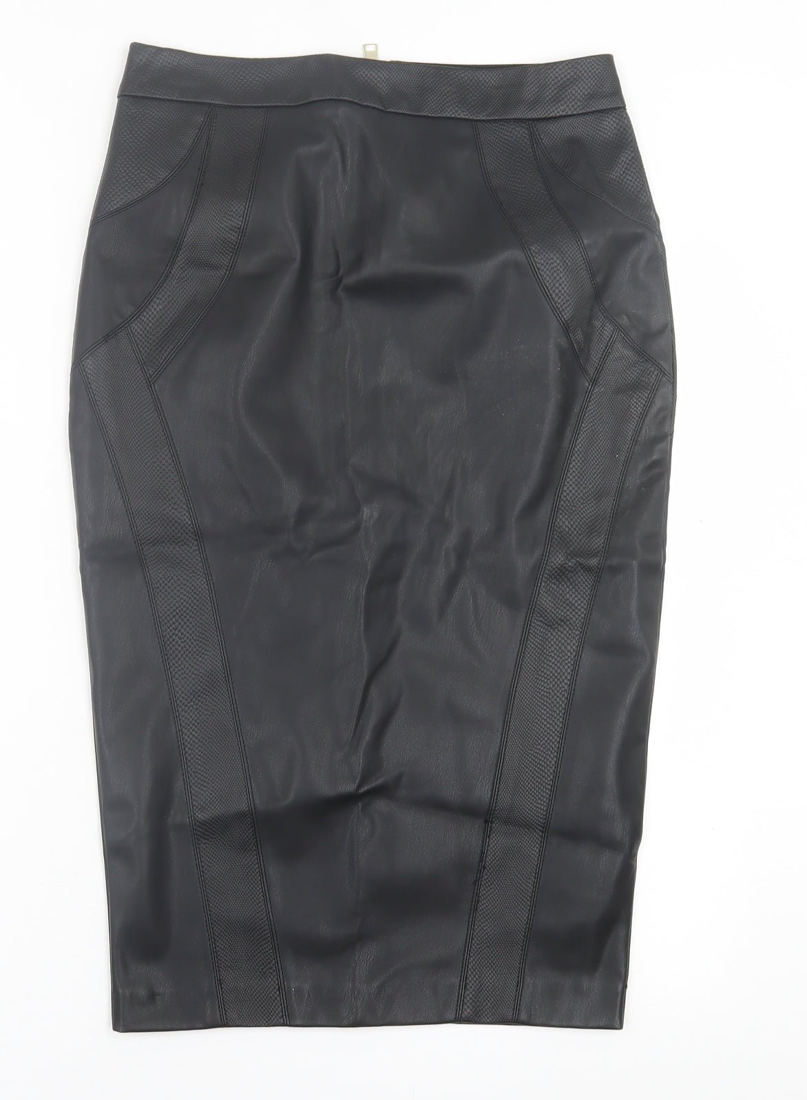 River Island Womens Black  Polyurethane A-Line Skirt Size 10   Zip