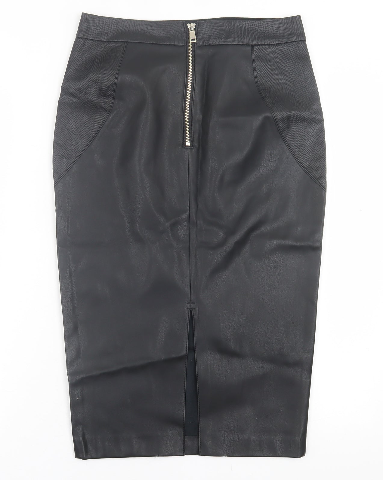 River Island Womens Black  Polyurethane A-Line Skirt Size 10   Zip