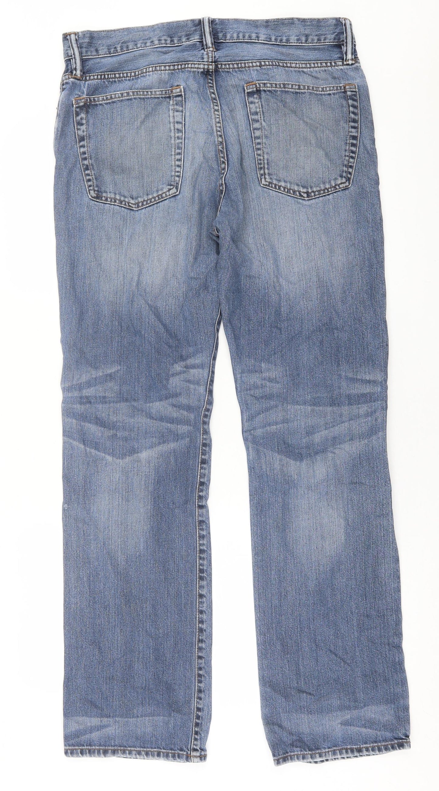 Gap Mens Blue  Cotton Straight Jeans Size 32 in L34 in Regular Button