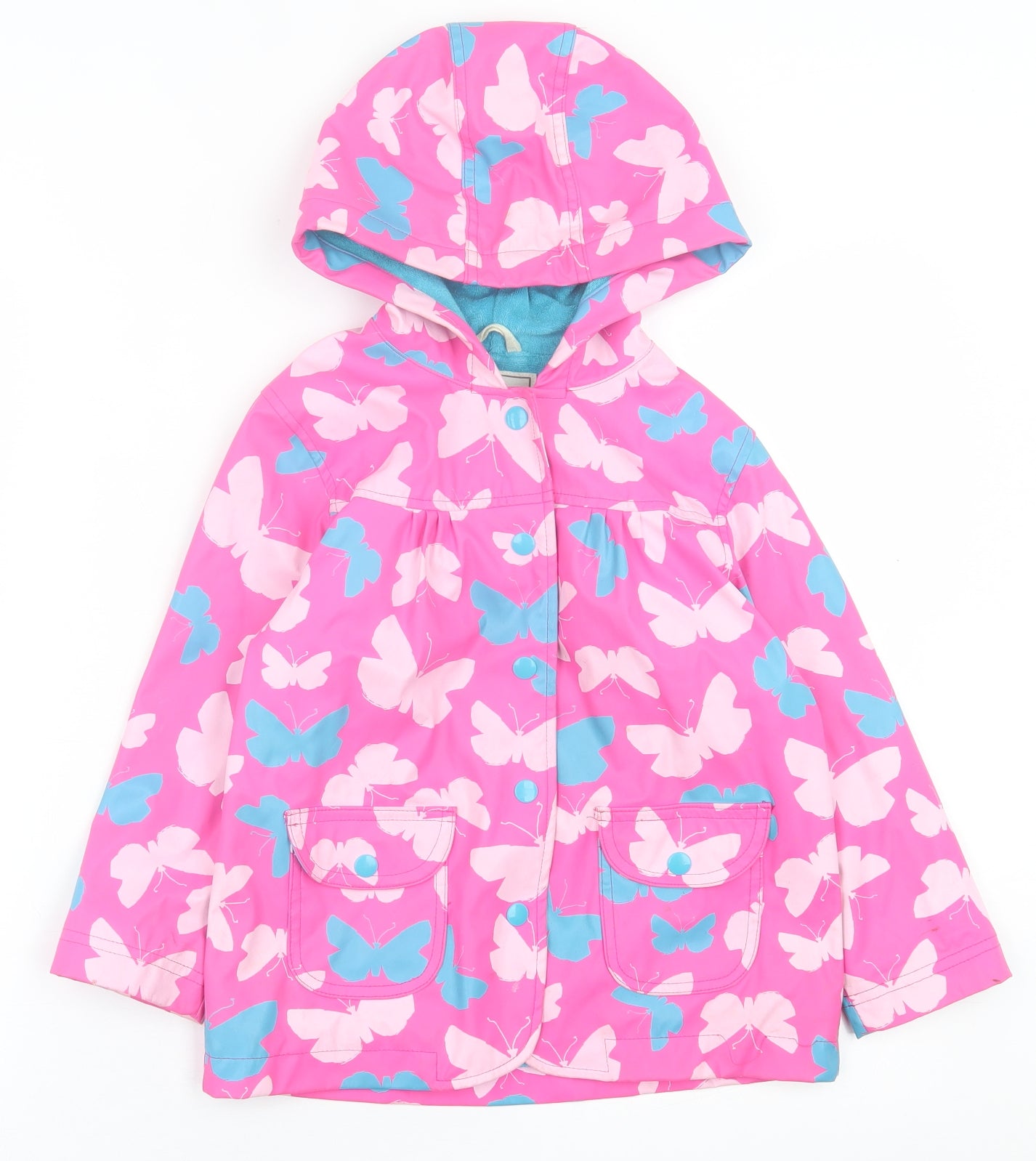 Hatley Girls Pink Geometric  Rain Coat Coat Size 5 Years  Button