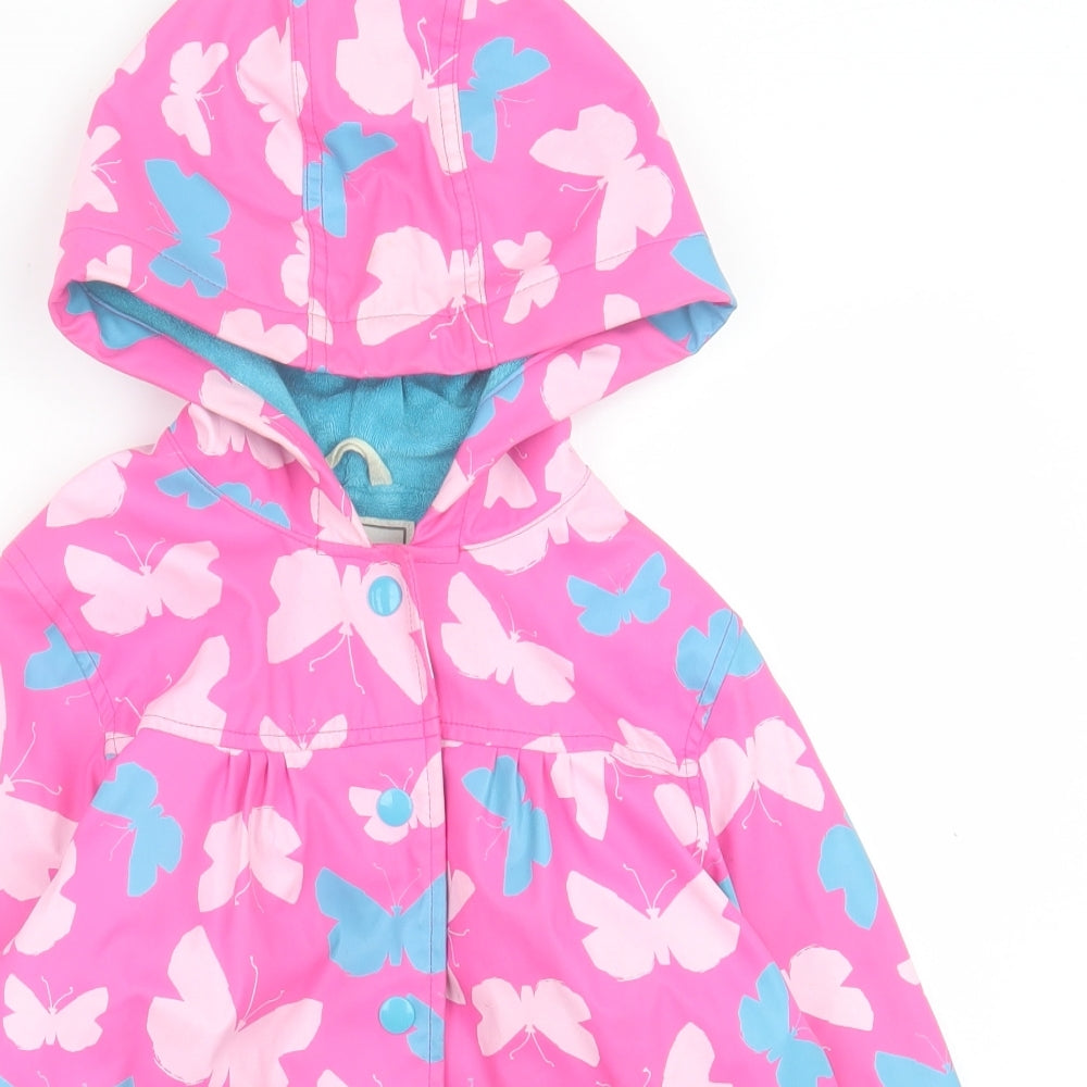 Hatley Girls Pink Geometric  Rain Coat Coat Size 5 Years  Button