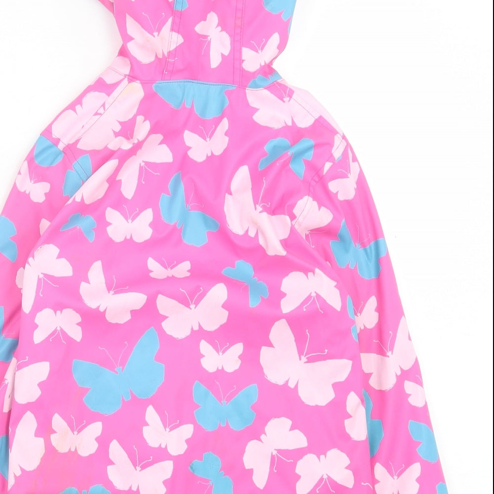 Hatley Girls Pink Geometric  Rain Coat Coat Size 5 Years  Button