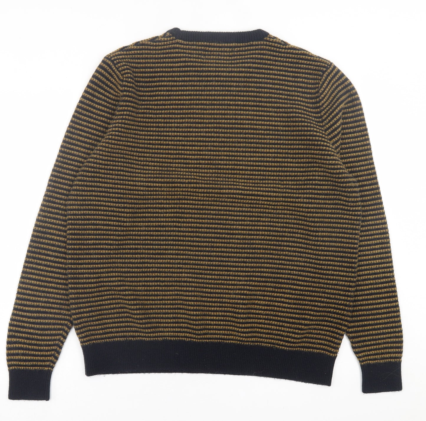 F&F Mens Yellow Crew Neck Geometric Acrylic Pullover Jumper Size XL