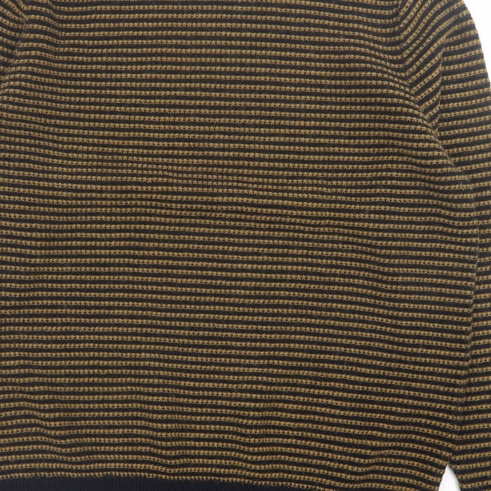 F&F Mens Yellow Crew Neck Geometric Acrylic Pullover Jumper Size XL