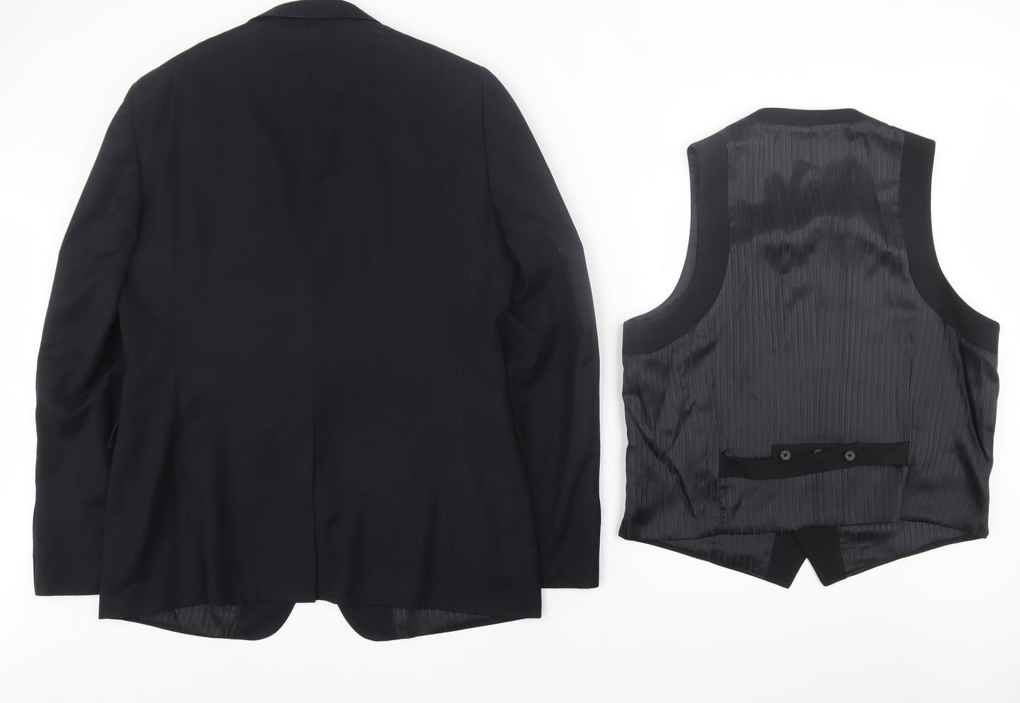 Ventuno 21 Mens Black  Polyester 2 Piece Suit Jacket Size 44   - With Waistcoat