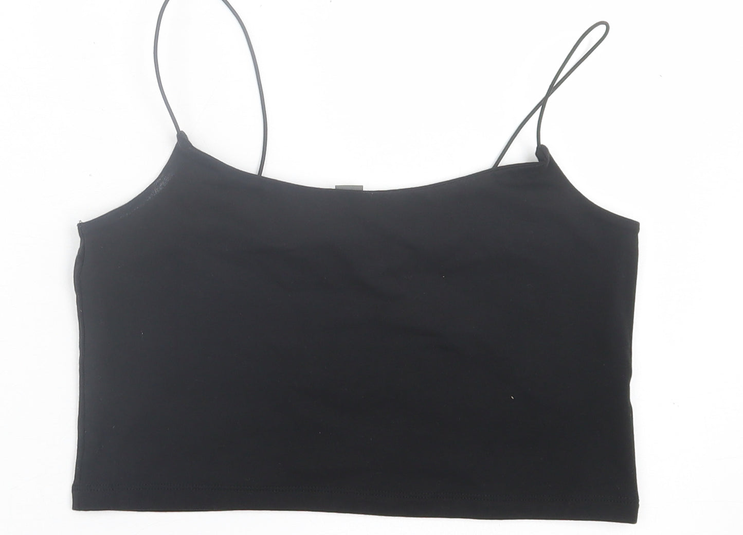 Primark Womens Black  Cotton Cropped Tank Size M Scoop Neck