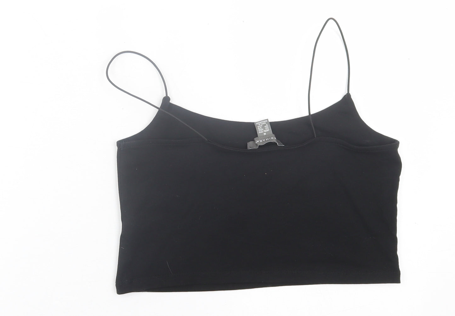 Primark Womens Black  Cotton Cropped Tank Size M Scoop Neck