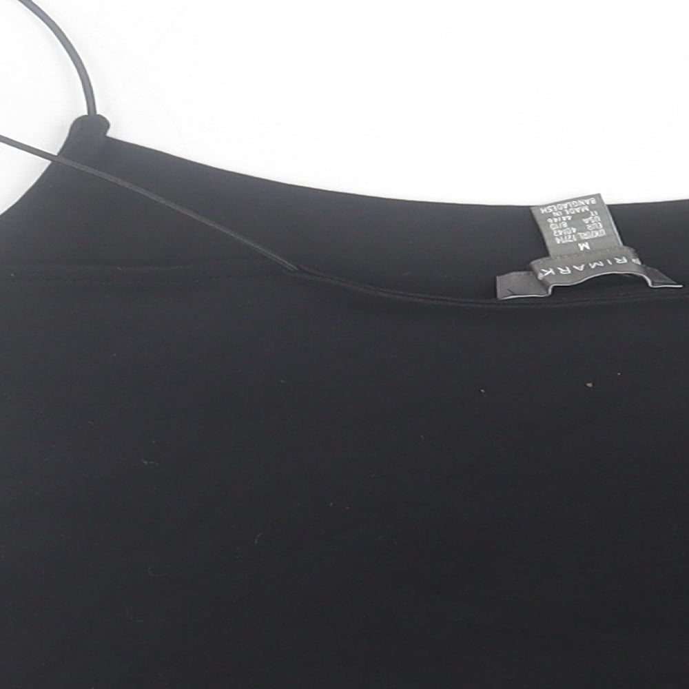 Primark Womens Black  Cotton Cropped Tank Size M Scoop Neck
