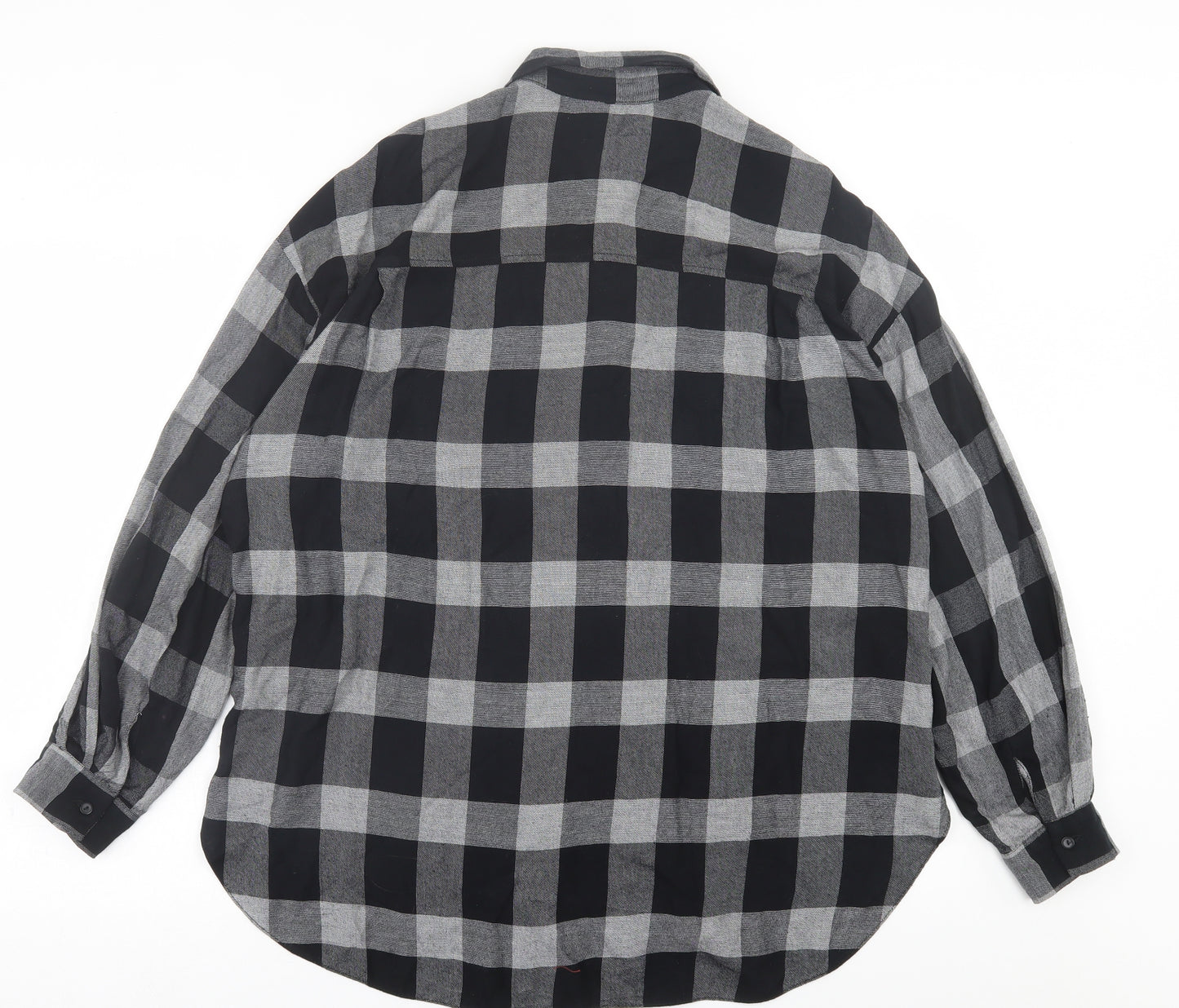 New Look Womens Grey Check Viscose Basic Button-Up Size 10 Collared