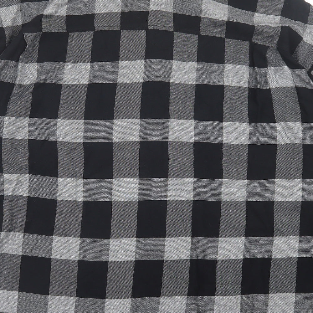 New Look Womens Grey Check Viscose Basic Button-Up Size 10 Collared
