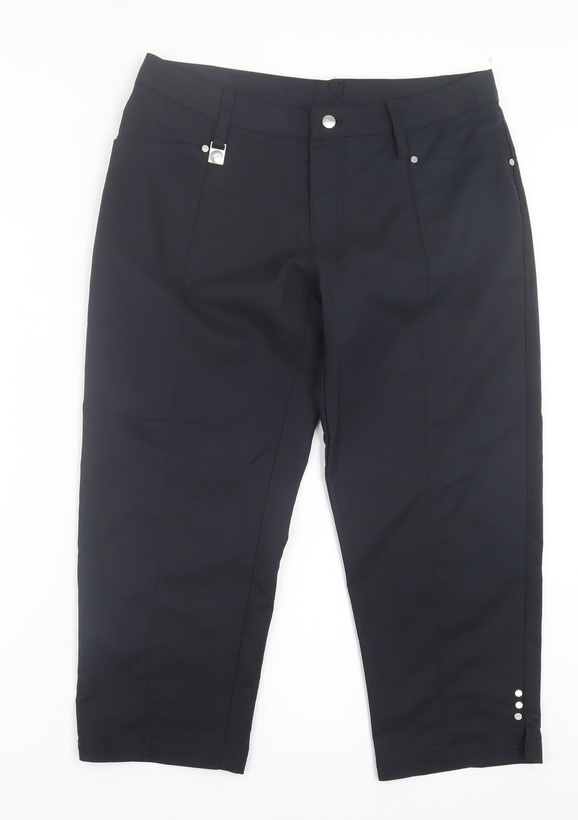 Rohnisch Womens Black  Cotton Cropped Trousers Size M L22 in Regular Button