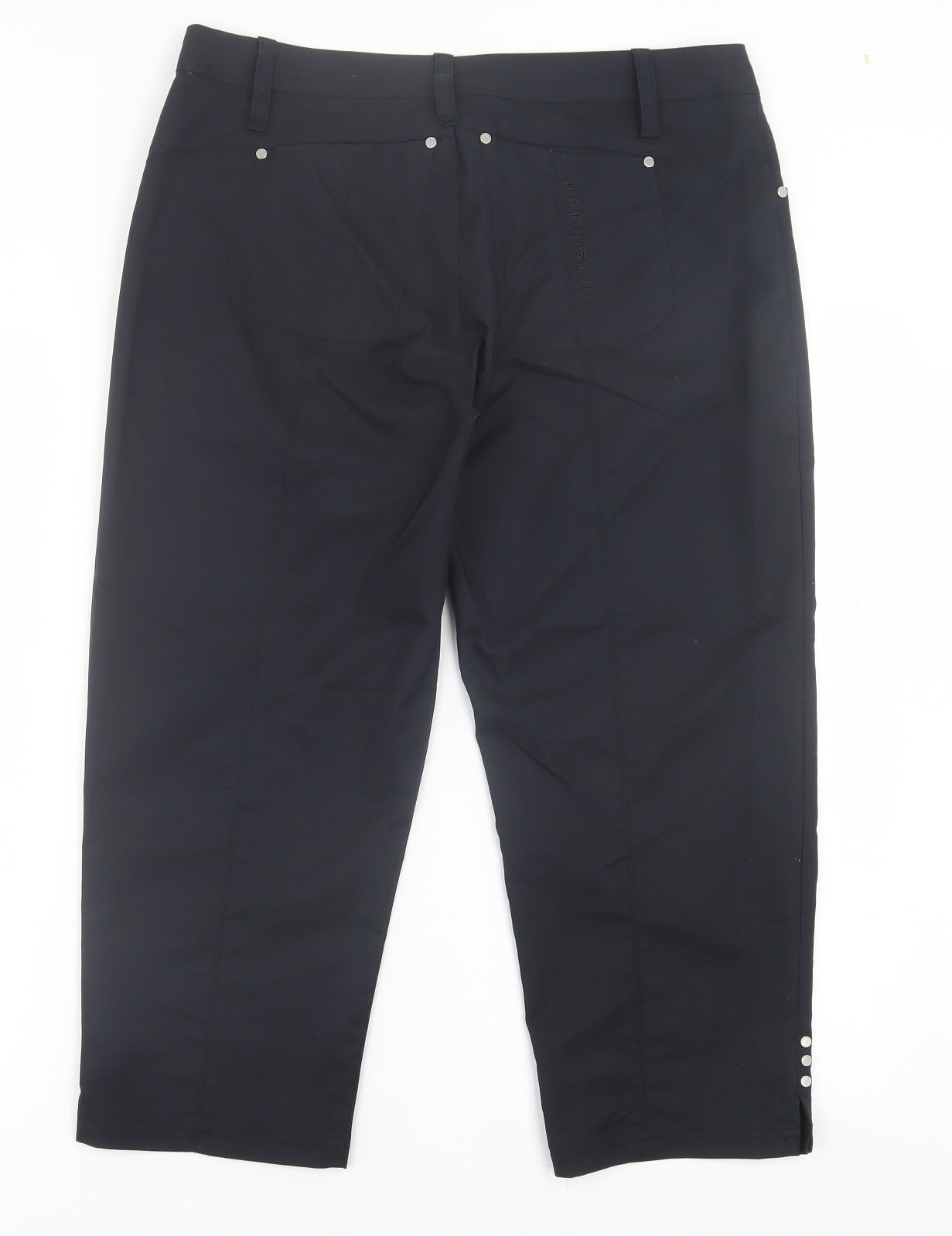 Rohnisch Womens Black  Cotton Cropped Trousers Size M L22 in Regular Button