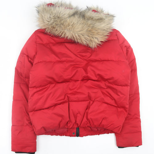 River Island Womens Red   Pea Coat Coat Size S  Zip