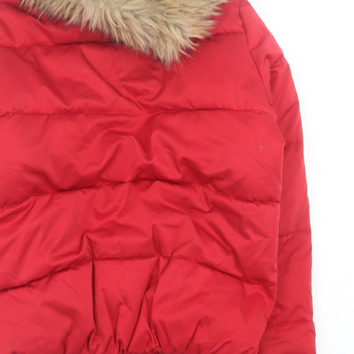 River Island Womens Red   Pea Coat Coat Size S  Zip