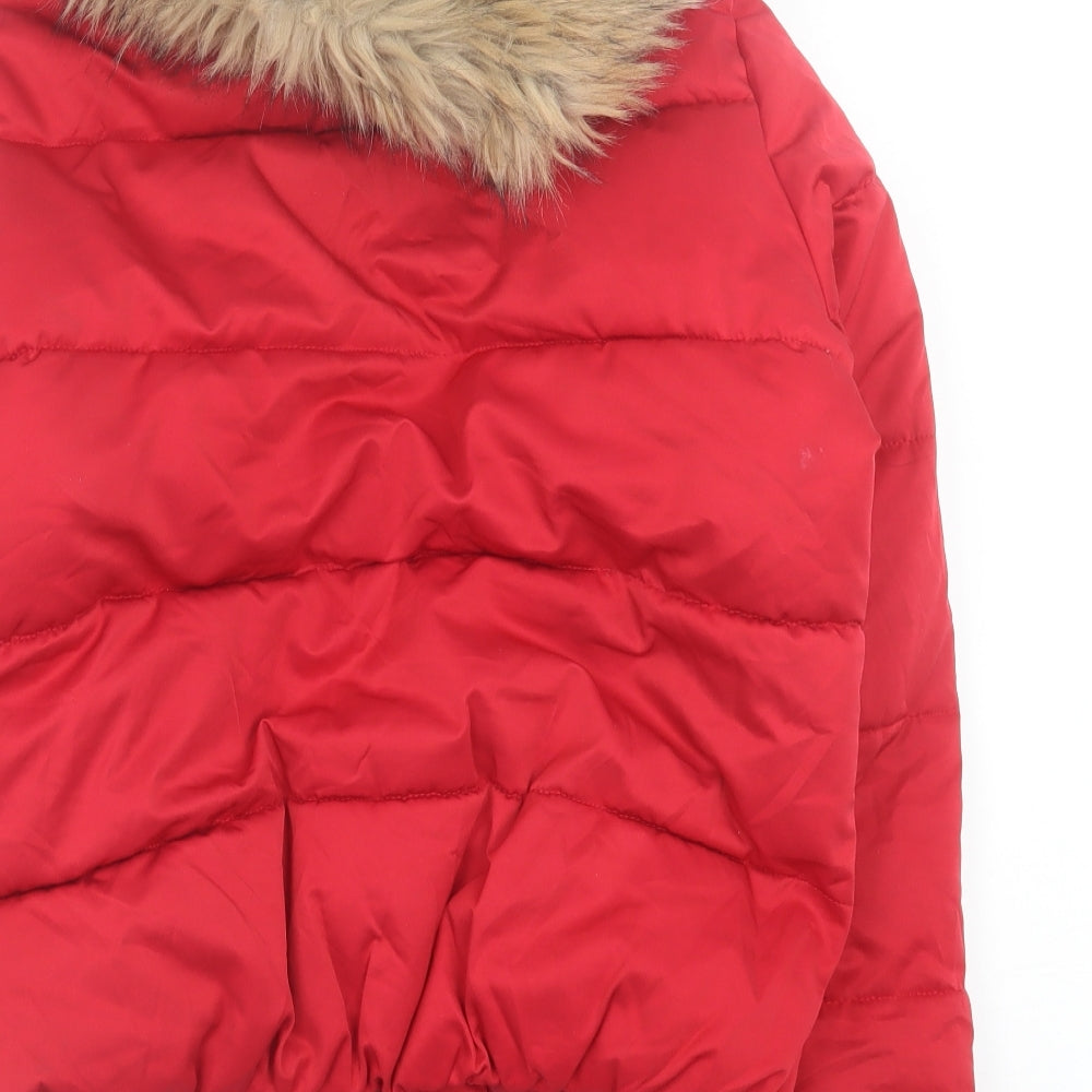 River Island Womens Red   Pea Coat Coat Size S  Zip