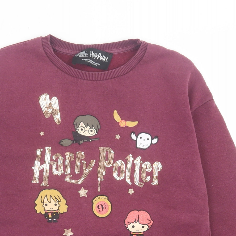 Primark Girls Purple  Cotton Pullover Sweatshirt Size 8-9 Years  Pullover - Harry Potter