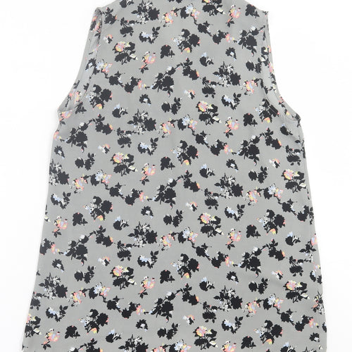 NEXT Womens Grey Geometric Polyester Basic Tank Size 10 V-Neck