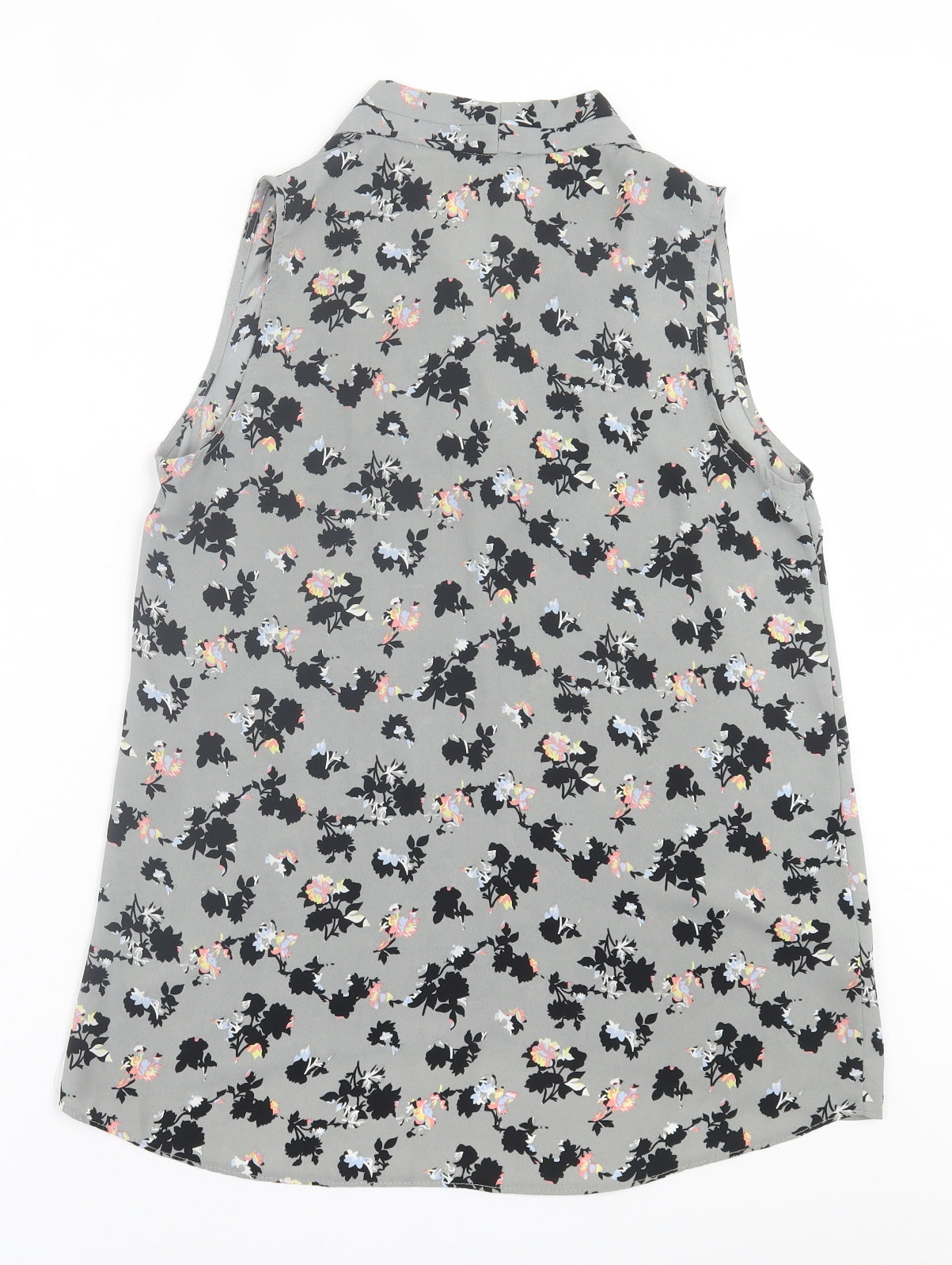 NEXT Womens Grey Geometric Polyester Basic Tank Size 10 V-Neck