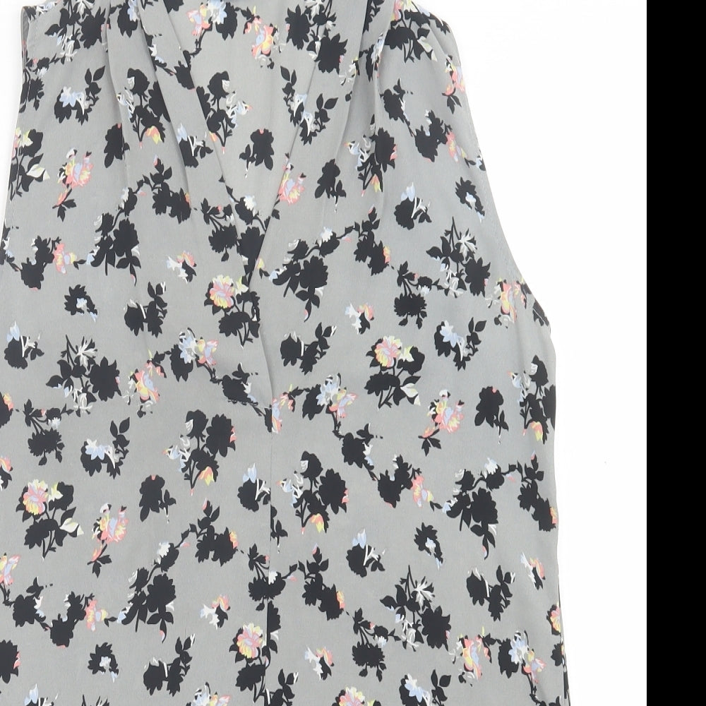 NEXT Womens Grey Geometric Polyester Basic Tank Size 10 V-Neck